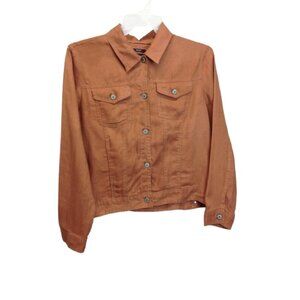 Jones New York Womens Ladies Rust Long Sleeve Lightweight Linen Jacket Size L